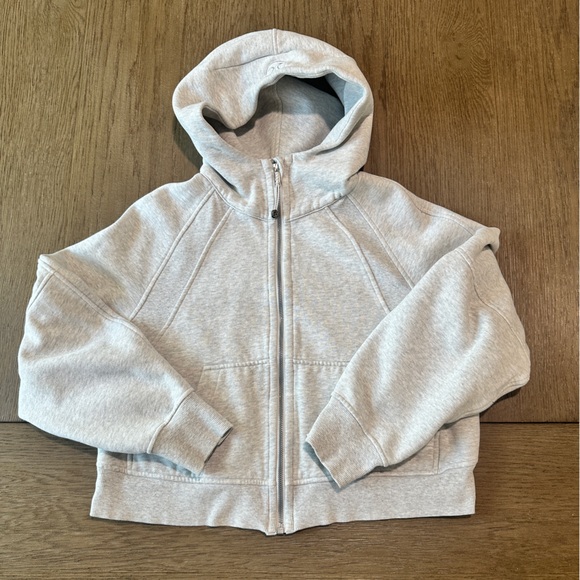 lululemon athletica Tops - Lululemon Women’s Oversized Crop Full-Zip Hoodie Size 4 Light Gray